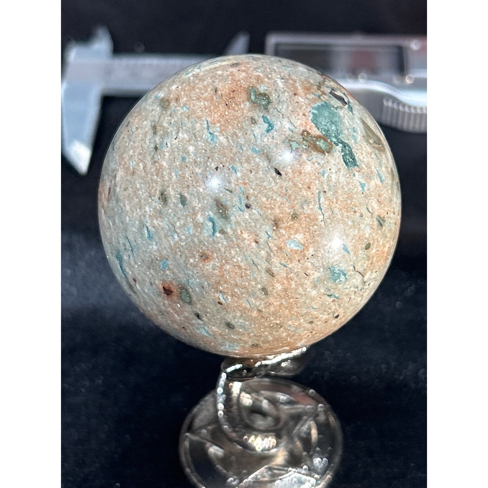 Natural Polished Chrysocolla  Sphere Teal and Peach Mineral Crystal Ball 2.3inch